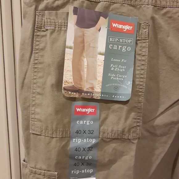 Wrangler Men's Cargo Rip Stop Tan Khaki Size 40x32 Wrangler NWT - Picture 6 of 7